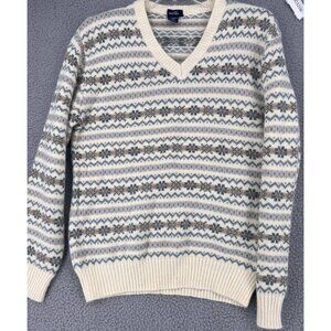Vintage Carl Michaels Men's Knit Sweater Size L Fair Isle V Neck Multicolor